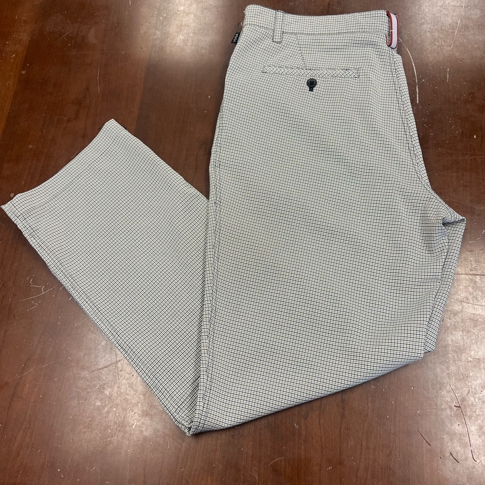 Vuga men’s Classic golf style Pants checkered pattern front & back pockets 35